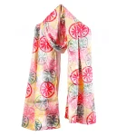 Beautiful Multi Color Floral Print Silk Fabric Scarf - Image 2