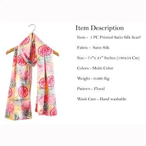 Beautiful Multi Color Floral Print Silk Fabric Scarf - Image 5