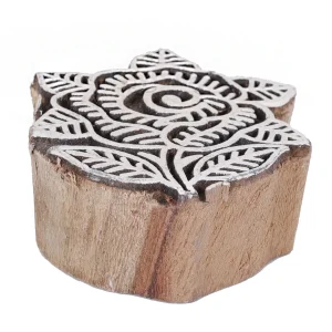 Beautiful Rose Floral Designed Wooden Block Stamp - Image 3