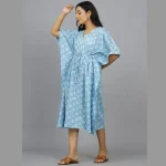 Blue Abstract Print Short Kaftan Dress - Image 3