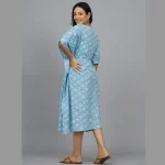 Blue Abstract Print Short Kaftan Dress - Image 6