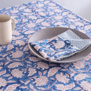 Blue Floral Print Party Decor Tablecloth Set - Image 5