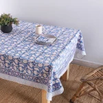 Blue Floral Print Party Decor Tablecloth Set - Image 2
