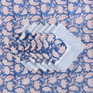 Blue Floral Print Party Decor Tablecloth Set - Image 3