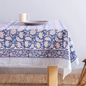 Blue Floral Print Party Decor Tablecloth Set - Image 4