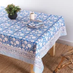 Blue Floral Print Tablecloth With Napkins Set - Image 2
