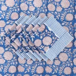 Blue Floral Print Tablecloth With Napkins Set - Image 5