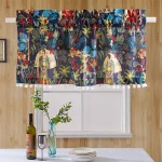 Blue Frida Kahlo Print Cotton Window Curtain