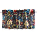 Blue Frida Kahlo Print Cotton Window Curtain - Image 2