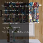Blue Frida Kahlo Print Cotton Window Curtain - Image 4