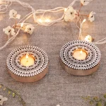 Candle Holders Set of 2 PC Wooden Block Printing Stamp