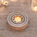 Candle Holders Set of 2 PC Wooden Block Printing Stamp - Image 2