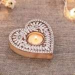 Dining Table Decoration Wood Block Heart Candle Holder - Image 2