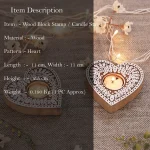 Dining Table Decoration Wood Block Heart Candle Holder - Image 3