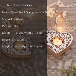 Dining Table Decoration Wood Block Heart Candle Holder - Image 3