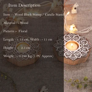 Festival Décor Candle Holder Wooden Block Printing Stamp - Image 3