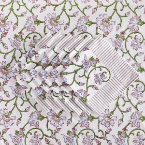 Floral Print Cotton Fabric Dining Table Cover With Napkins - Image 3