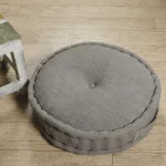 Gray Floor Ottoman Round Pouf