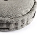 Gray Floor Ottoman Round Pouf - Image 3