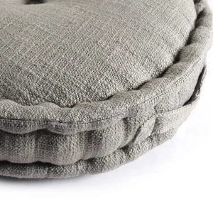 Gray Floor Ottoman Round Pouf - Image 3