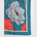 Green & Red Floral Printed Scarf Women Crepe Silk Fabric - Image 5