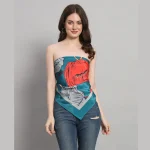 Green & Red Floral Printed Scarf Women Crepe Silk Fabric - Image 7