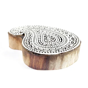 Indian Paisley Wood Stamps Brown Printing Block - Image 3