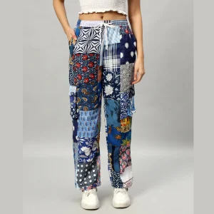 Handmade Blue Patchwork Oversized Shirt & Trousers Set - Image 6