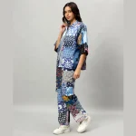 Handmade Blue Patchwork Oversized Shirt & Trousers Set - Image 4