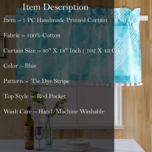 Handmade Tie Dye Stripe Print Short Curtain - Image 4