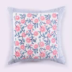 Home Decor Hand Block Print Cushion Cover Pink Floral - Image 2