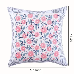 Home Decor Hand Block Print Cushion Cover Pink Floral - Image 7