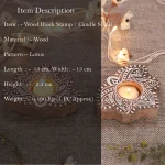Home Decorative Mandala Lotus Candle Holder Wooden Block - Image 3