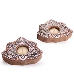 Home Decorative Mandala Lotus Candle Holder Wooden Block - Image 5