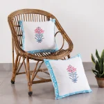 Home Sofa Decor Hand Block Floral Print Cotton Cushion Cover