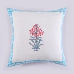 Home Sofa Decor Hand Block Floral Print Cotton Cushion Cover - Image 2