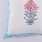 Home Sofa Decor Hand Block Floral Print Cotton Cushion Cover - Image 3