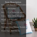 Home Sofa Decor Hand Block Floral Print Cotton Cushion Cover - Image 6