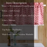 Home Window Decor Short Curtain Maroon Arrow Print - Image 4