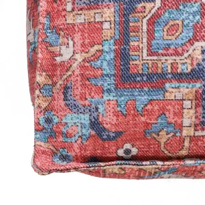 Indian Cotton Kilim Ottoman Pouf Cover Brown Abstract - Image 4