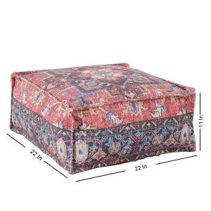 Indian Cotton Kilim Ottoman Pouf Cover Brown Abstract - Image 6