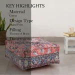 Indian Cotton Kilim Ottoman Pouf Cover Brown Abstract - Image 5
