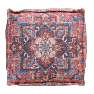 Indian Cotton Kilim Ottoman Pouf Cover Brown Abstract - Image 3