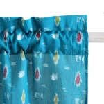 Indian Handmade Teal Green Ikat Print Window Curtain - Image 4