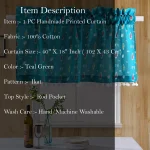 Indian Handmade Teal Green Ikat Print Window Curtain - Image 3