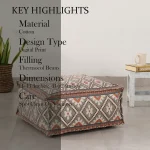 Gray Kilim Ottoman Pouf Cover With Filled With Thermocol Beans - Image 6