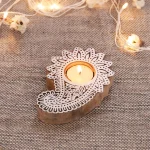 Indian Wood Printing Stamps Paisley Candle Holder - Image 2
