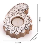 Indian Wood Printing Stamps Paisley Candle Holder - Image 4