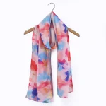 Ladies Soft Silk Crepe Scarf Pink Tie Dye Print Stole