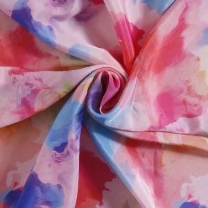 Ladies Soft Silk Crepe Scarf Pink Tie Dye Print Stole - Image 3